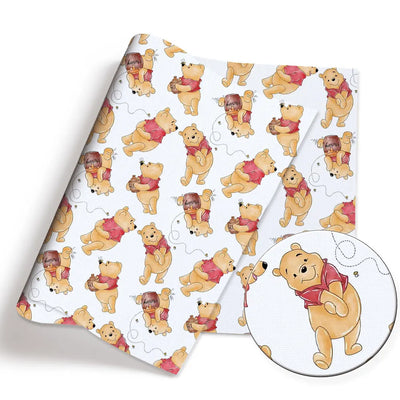 tissu imprimé dessins animés winnie ourson coton polyester 140x50cm bricolage enfants illustration colorée