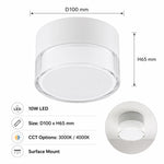 lampe led blanc moderne surface mount acrylique transparente 3000k 4000k rond minimaliste