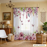 rideau floral transparent moderne papillons 100 polyester chambre salonhôtel