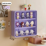 rangement mural moderne figurines blind box blanc jaune violet treillis anti poussière