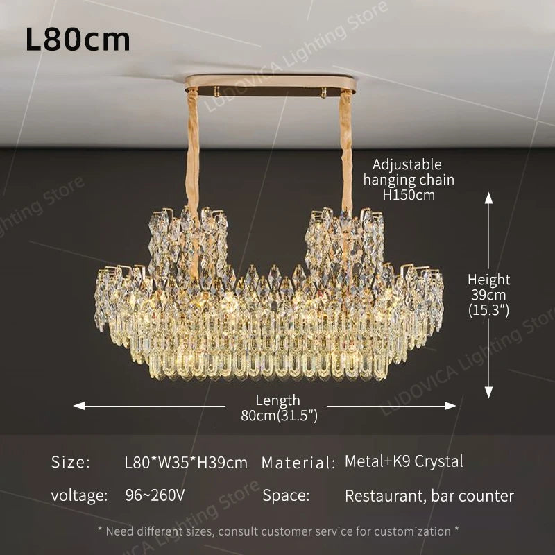 lustre cristal doré élégant salon restaurant suspension chaînes brillants classiques 249 2000lm
