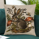 taies d'oreiller lin motif floral animaux vintage non toxique respectueux environnement 45cmx45cm