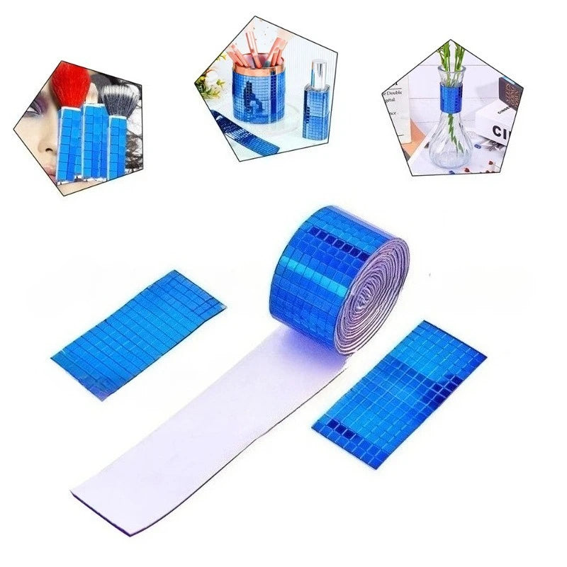 sticker adhésif miroir ruban mosaïque bleu rose violet rouge moderne brillant DIY