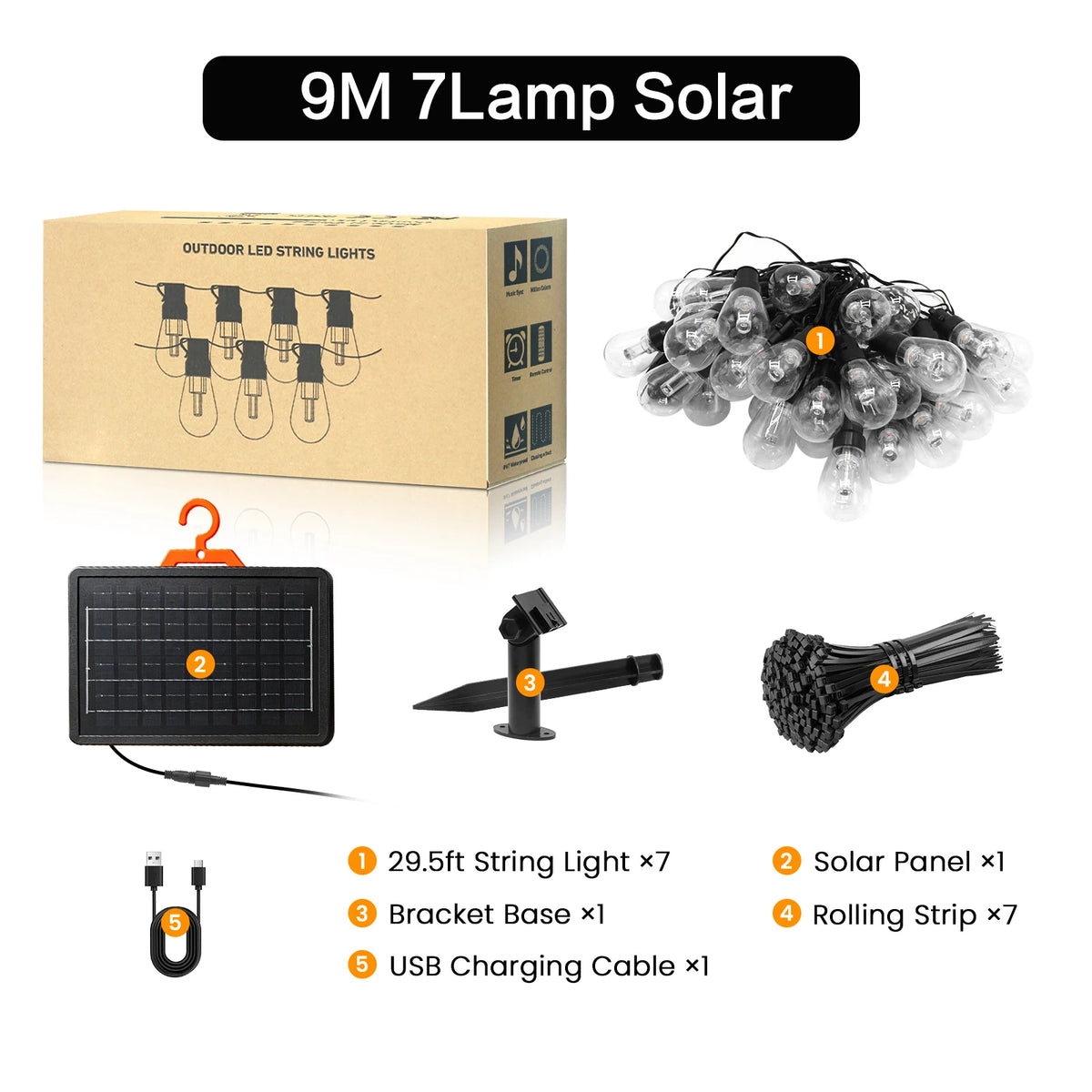 guirlande lumineuse solaire transparente moderne clips panneau solaire 9m 15m 30m 45m 60mextérieur patio