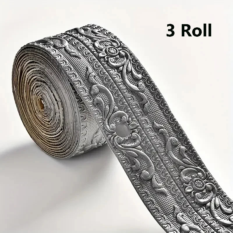 bordure auto adhésive ornements floraux 3d opaque classique décorative adhésive blanc marron roll decoration