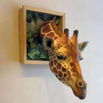 décoration murale tête girafe réaliste animaux compagnie maison artifice plastiqueOpaque motifs peau feuilles vertes