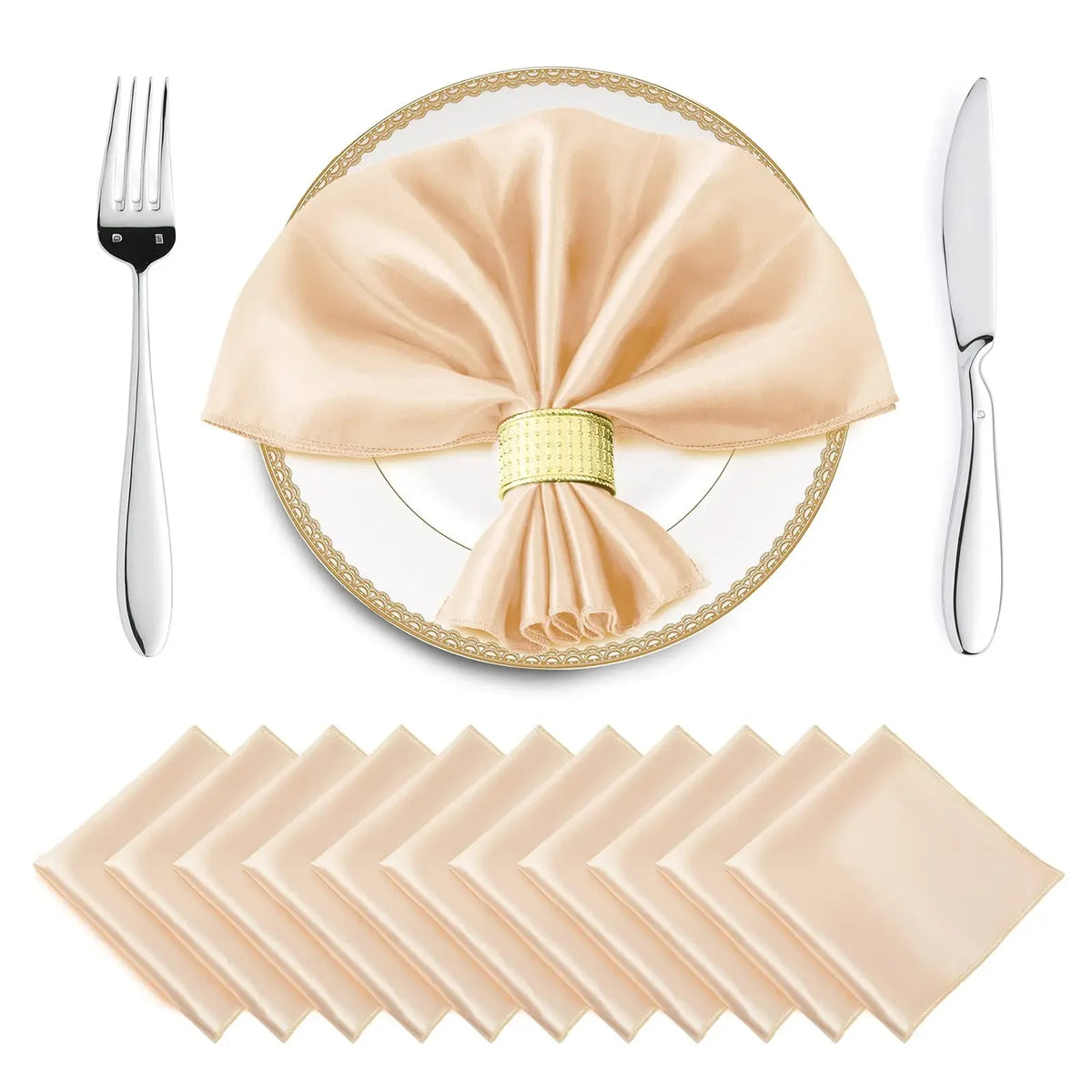 serviettes table satin rouge classiques 30x30cm coton opaques