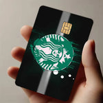autocollant protection carte bancaire logo starbucks motif graphique moderne waterproof réutilisable