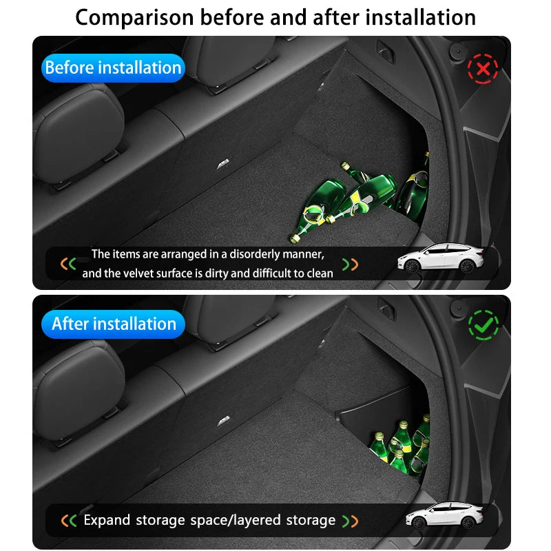 boîte rangement coffre tesla model yl 2026 noir rayures horizontales moderne antirouille légère