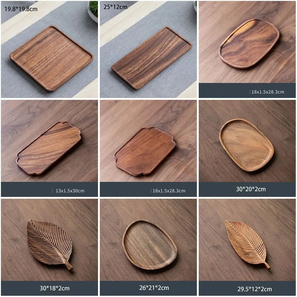 plateau thé bois naturel rustique opaque texture veinée rangement service thé