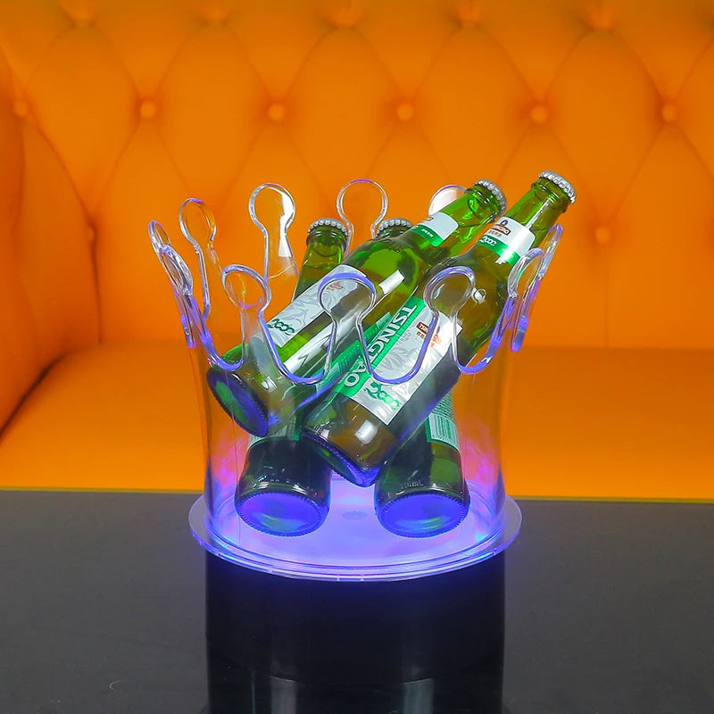 support bouteilles transparent moderne couronne led rechargeable bouteilles bière table bar champagne vin