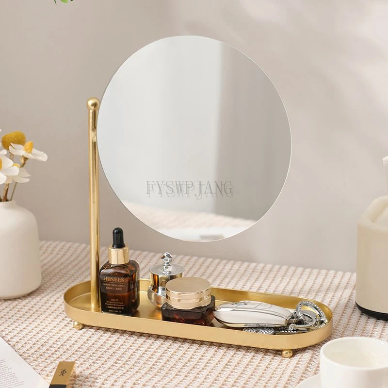 Coiffeuse miroir rond or luxe dressing