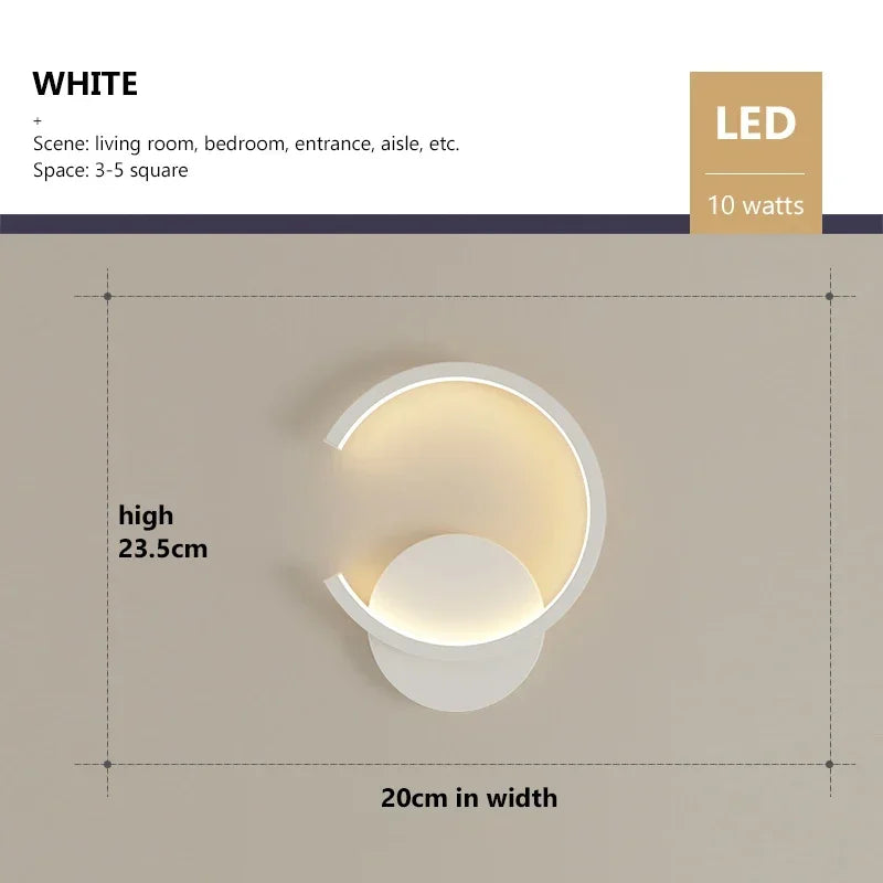 lampe murale moderne or blanc rond éclairage quotidien contemporain fixée mur trichromatique dimmable
