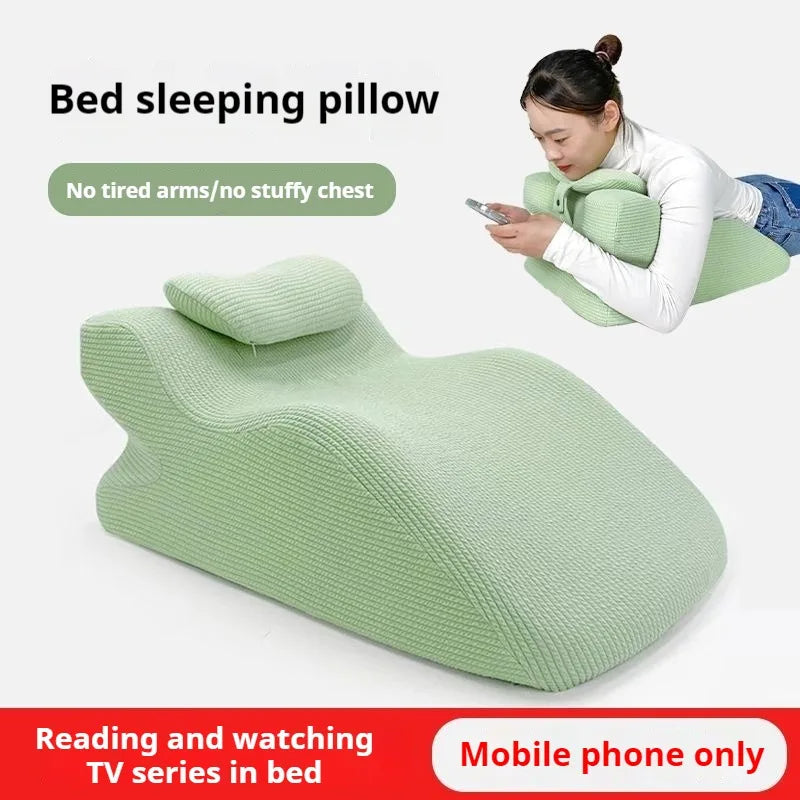 oreiller sommeil mousse mémoire forme rectangulaire texture bulles couleur vert clair ergonomique support cou