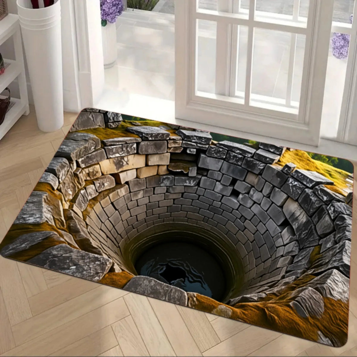 tapis sol intérieur moderne effet pierre 3d antidérapant 40x60cm gris noir beige blanc