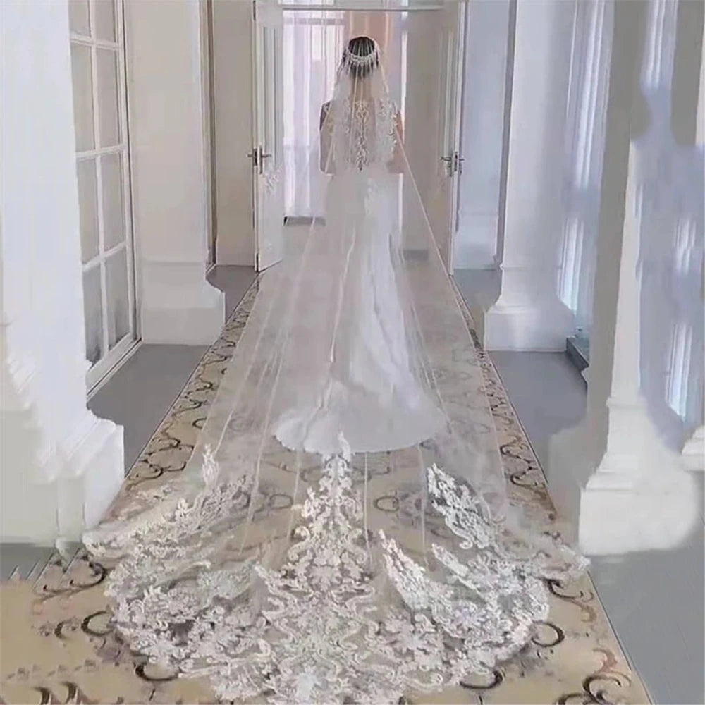 voile mariage blanc dentelle opaque élégant bordure dentelle paillettes scintillantes fixations invisibles accessoires