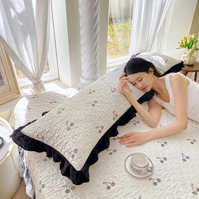 taies d'oreiller polyester non toxique motif points doux blanc housse lit couple usage domestique