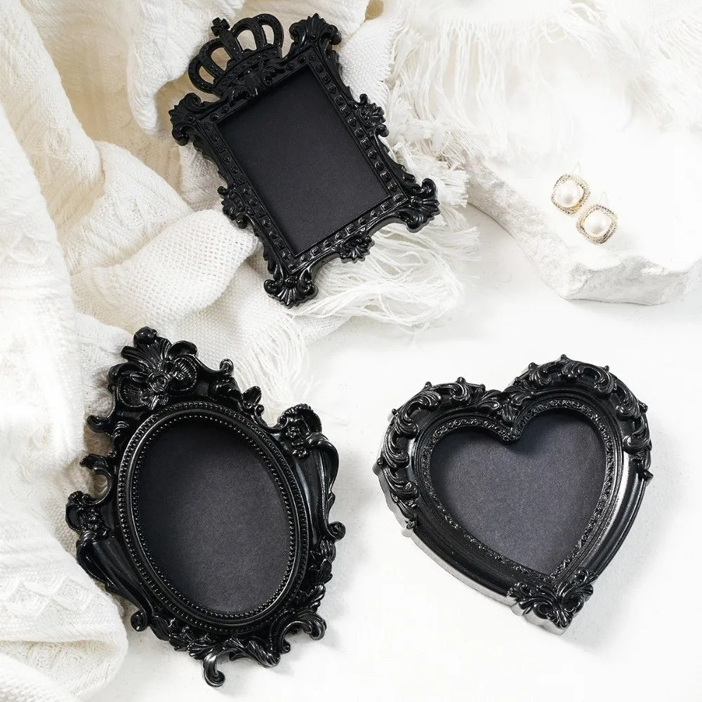 cadres décoratifs noirs ornements baroques classiques adhésifs papier noir brillants intérieurs suspension miroir fixations
