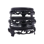 support objet rond noir ornements sculptés classique hauteur 8.2cm 9.6cm 11.6cm