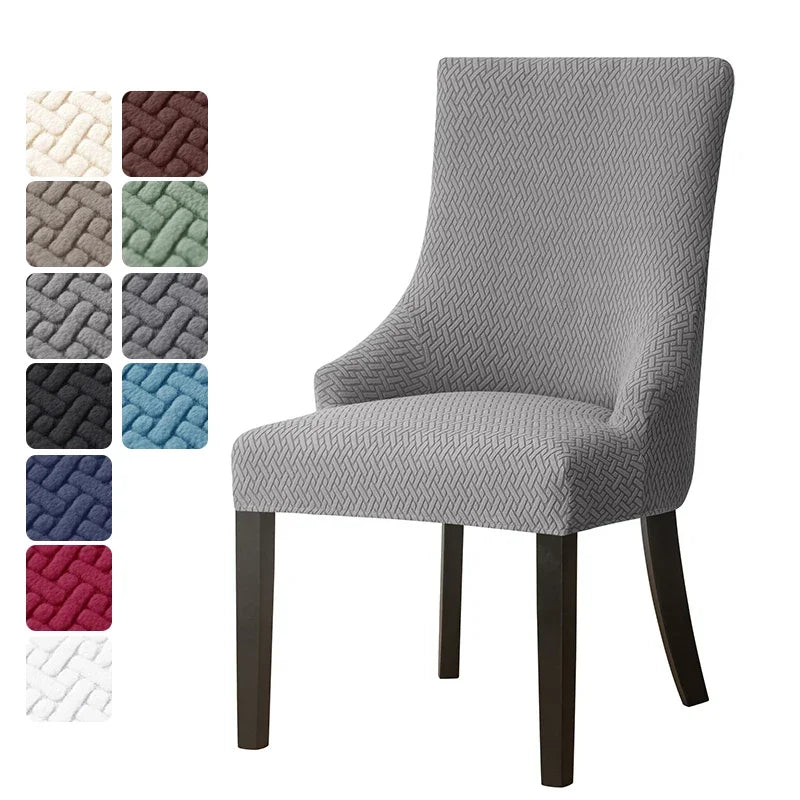 housse chaise mariage tissu géométrique vert gris protection fauteuil contemporain