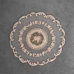 nappe table décorative brodée dentelle fleur rose motif circulaire vintage shabby chic semi transparent