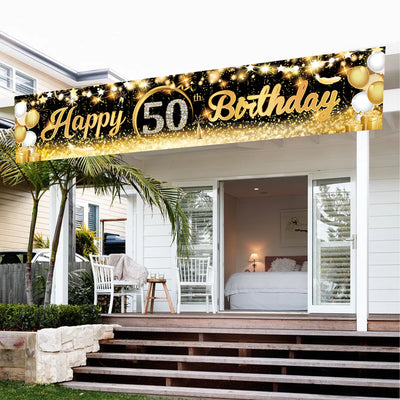 Bannière anniversaire or noir adulte 30 ans
