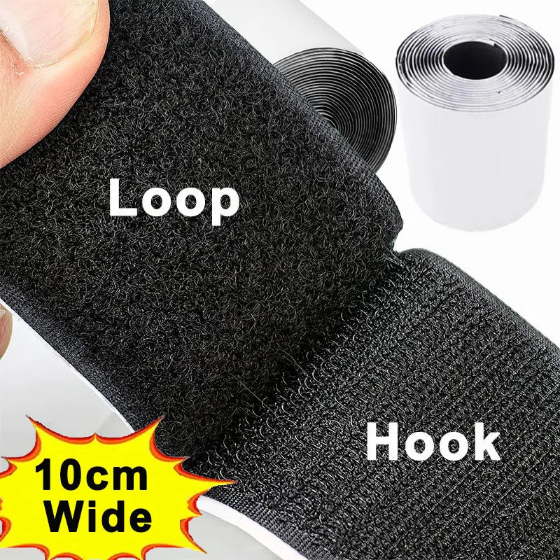 ruban adhésif velcro noir pratique texture velcro 10cm large 1m longueur utilitaire adhésif