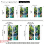 rideau vert bleu blanc moderne cascades arbres fleurs oiseaux opaques deux pièces polyester