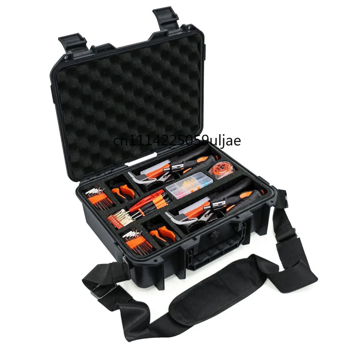 boîte rangement plastique noire robuste mousse intérieure outils accessoires voyage