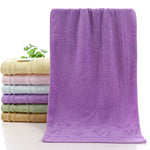 serviettes bain bambou motif feuilles violet jaune rose vert bleu marron opaques classiques 70x140cm