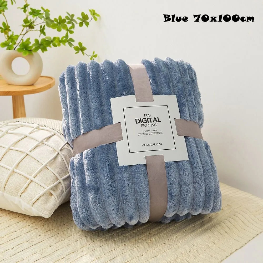 couverture polaire beige rayures hiver douce polyester coton 100x150cm 70x100cm 45x65cm confortable fixations