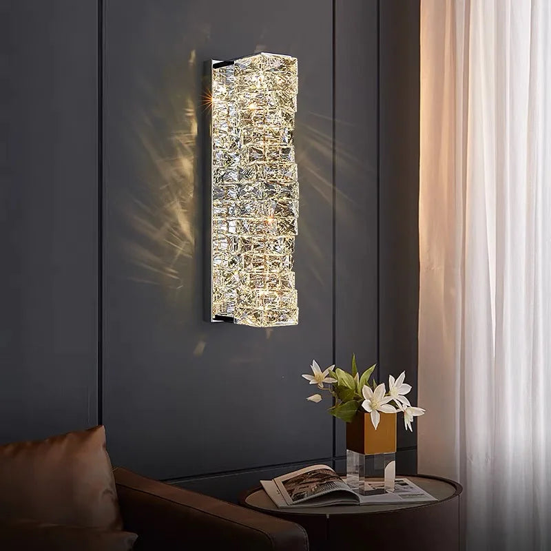 Applique murale moderne cristal transparent doré éclairage quotidien chambre entrée étude fixée mur interrupteur