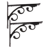 brackets metal floral decorative shelf support black iron rustic vintage display angle