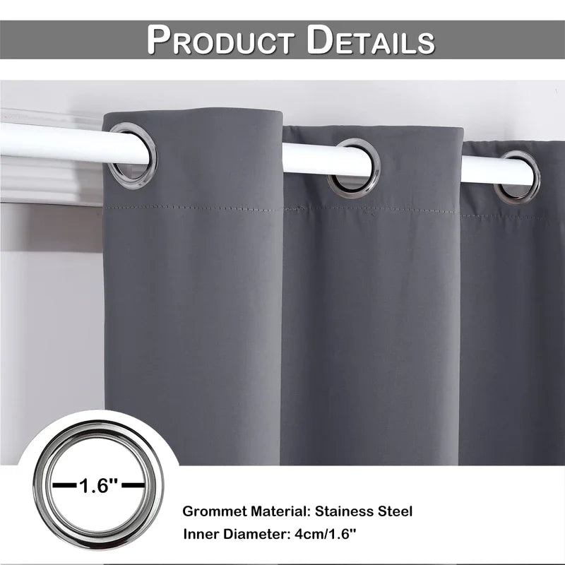 rideau moderne polyester opaque gris beige rose bleu marron noir uni occulter porte chambre