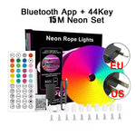 ruban led néon multicolore rayures horizontales moderne clips fixation bluetooth adaptableextérieur