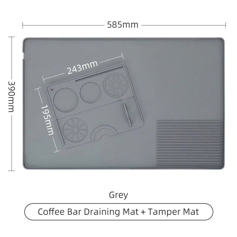 tapis rangement outils gris noir anti dérapant silicone brosse tamper distributeur portafiltre art latte