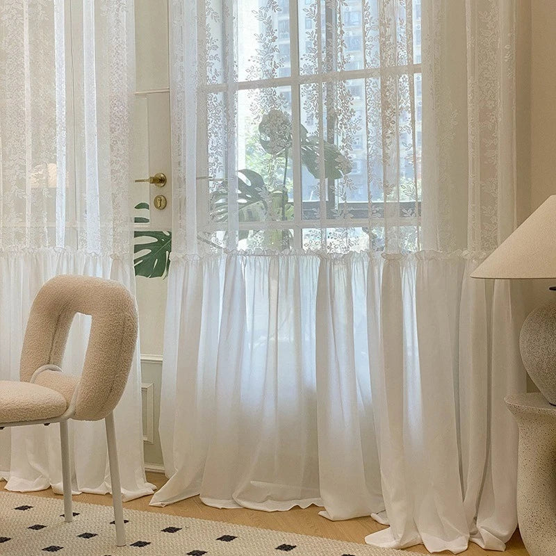 rideau dentelle blanc transparent classique salon chambre salon maison luxe