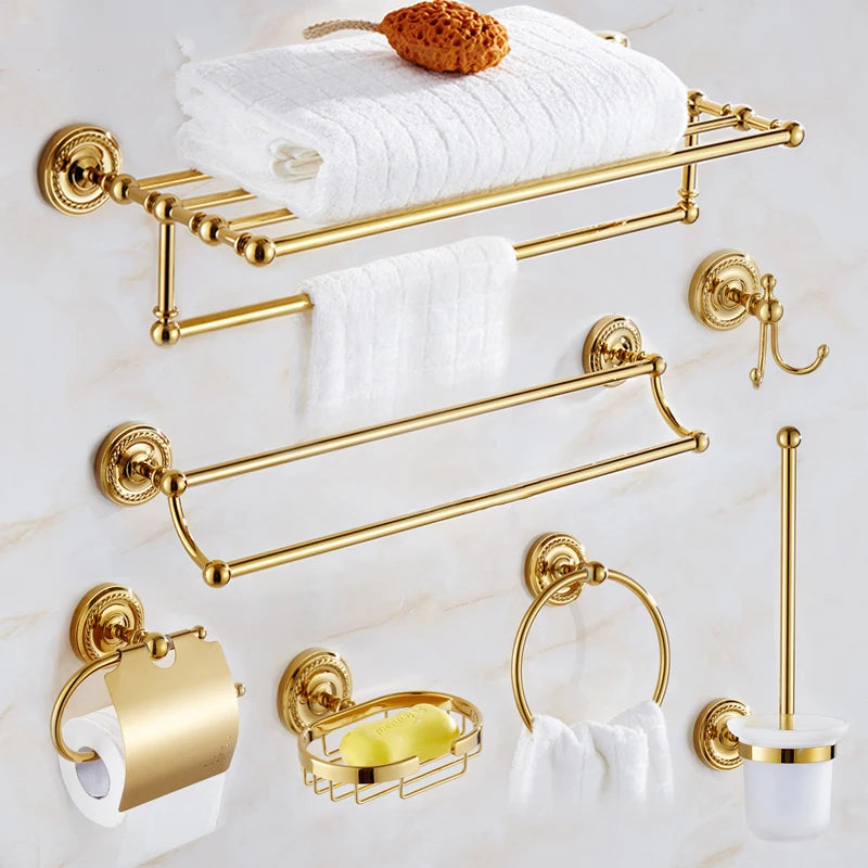 accessoires salle bain doré classique porte serviettes porte savon fixations vis