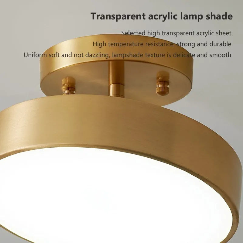 lampe moderne minimaliste or rond lisse montée surface interrupteur tactile 20cm