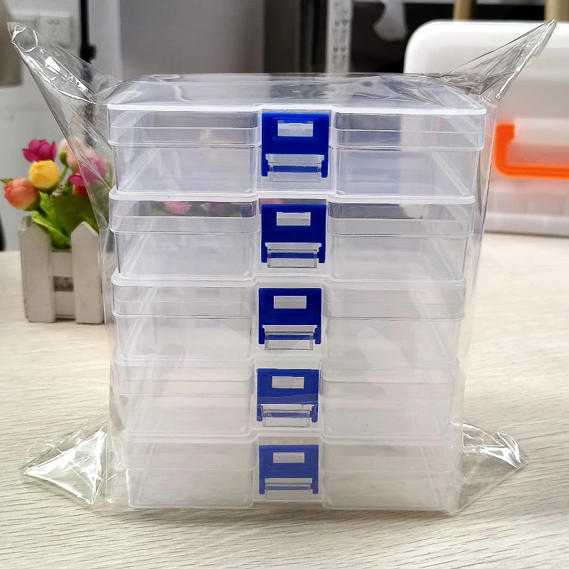 boîtes rangement transparentes empilables colorées poignée moderne 14.8cm 14.8cm 12.3cm