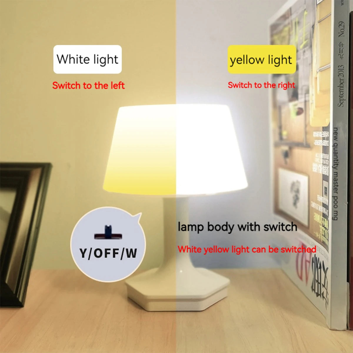 Lampe de chevet en usage sur un bureau pour la lecture