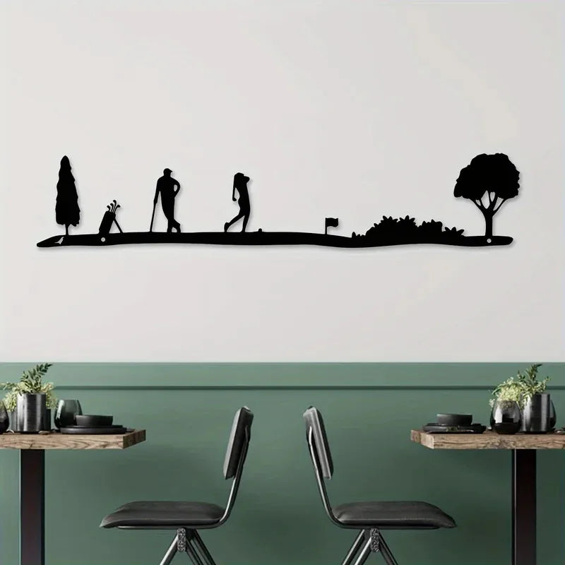 décor murale silhouette golf noir modernes balles clubs minimalistes