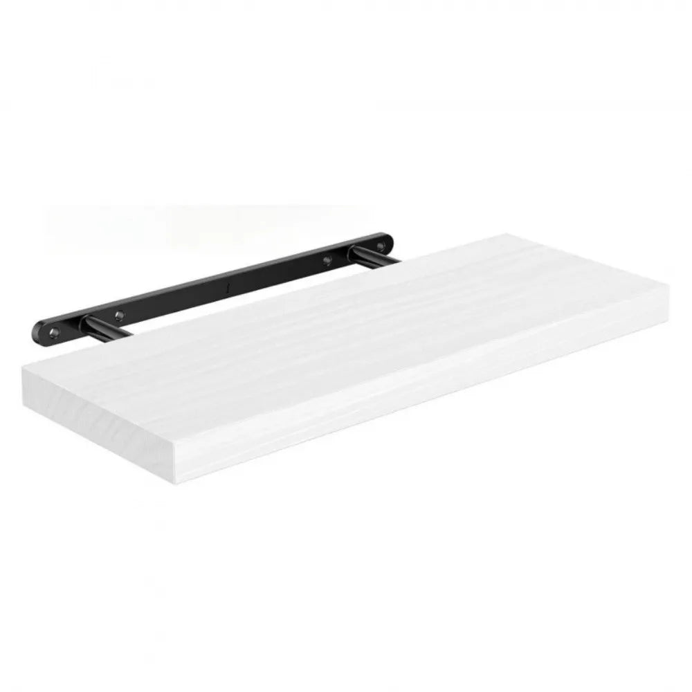 étagères flottantes bois naturel moderne clips métalliques blanc brun noir rustic