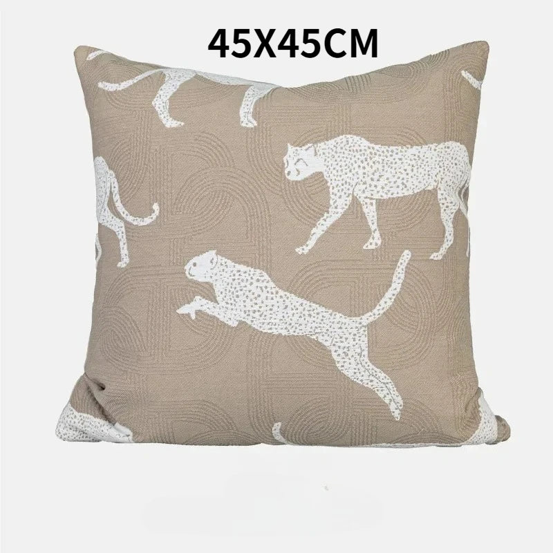 coussins brodés jacquard géométrique moderne marron clair beige nordique polyester face simplecoration voiture