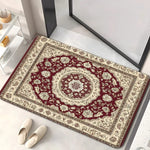 tapis entrée bleu marine rouge bordeaux ornements floraux motifs géométriques classique 40x60cm 50x80cm résistant