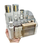 organisateur maquillage transparent moderne rayures verticales brosse crayon palette fards flacons pochette réutilisable polyvalent