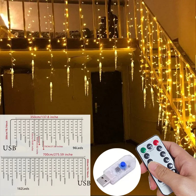 guirlande lumineuse led 162 diodes blanc chaud modes télécommande moderne opacité