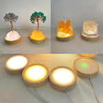 lampe poser moderne bois naturel couleurs chaudes blanc orange vert translucent câble usb commandes
