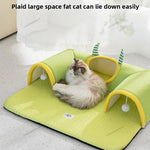 lit chat tapis respirant tissu géométrique moderne vert clair jaune bleu clair