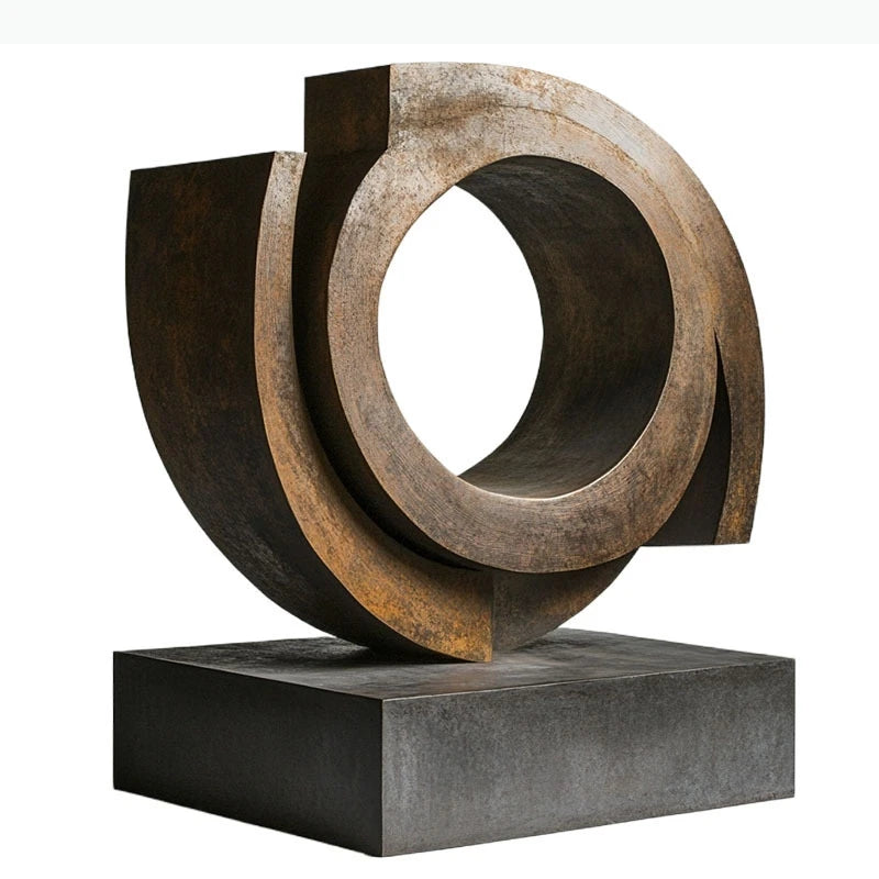 sculpture moderne abstraite marron doré blanche lisse brillante décoration contemporaine minimaliste